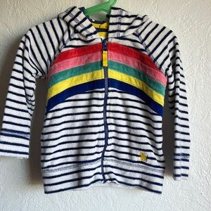 Boden mini Boden stripe terrycloth zip up hoodie 3-4 yes